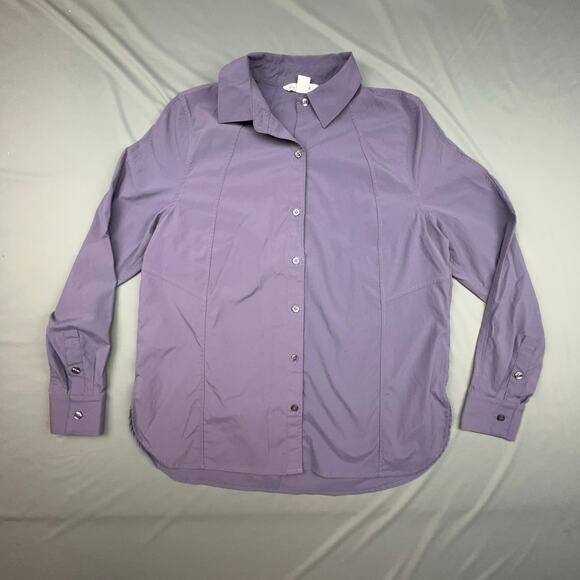 Athleta Purple Button Up Shirt Women’s Small Performance Poplin Athleisure - Picture 1 of 6